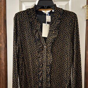 Boden Polka Dot Ruffled Blouse Size 8, New w/Tag